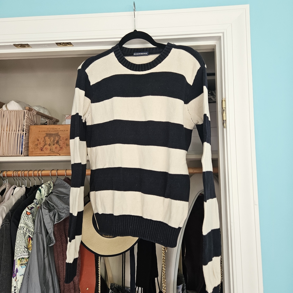 Brandy Melville Black and White Striped Sweater 100% Cotton